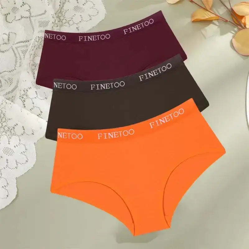 FINETOO 3Pcs Cotton Letter Belt Underwear Women's Panties Sexy Breathable Low Waist Briefs Female Stretch Comfortable Lingerie - The Lady's Haven