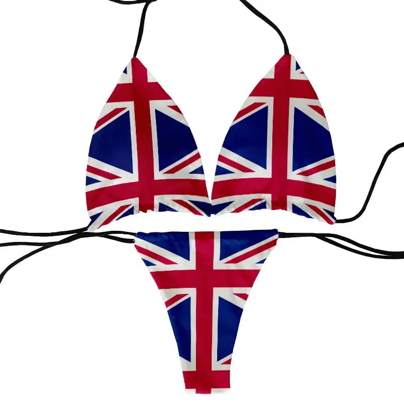Funny flag pattern printed swimsuit ladies beach swimming two-piece suit women’s bikini fashion gift - style9