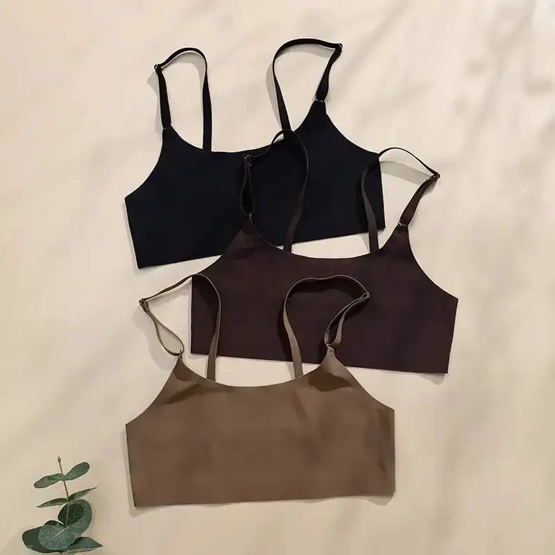 High Quality Latest Design US Size Stylish Solid Ice Silk Seamless Wireless Bras And Women Underwear Set - The Lady's Haven