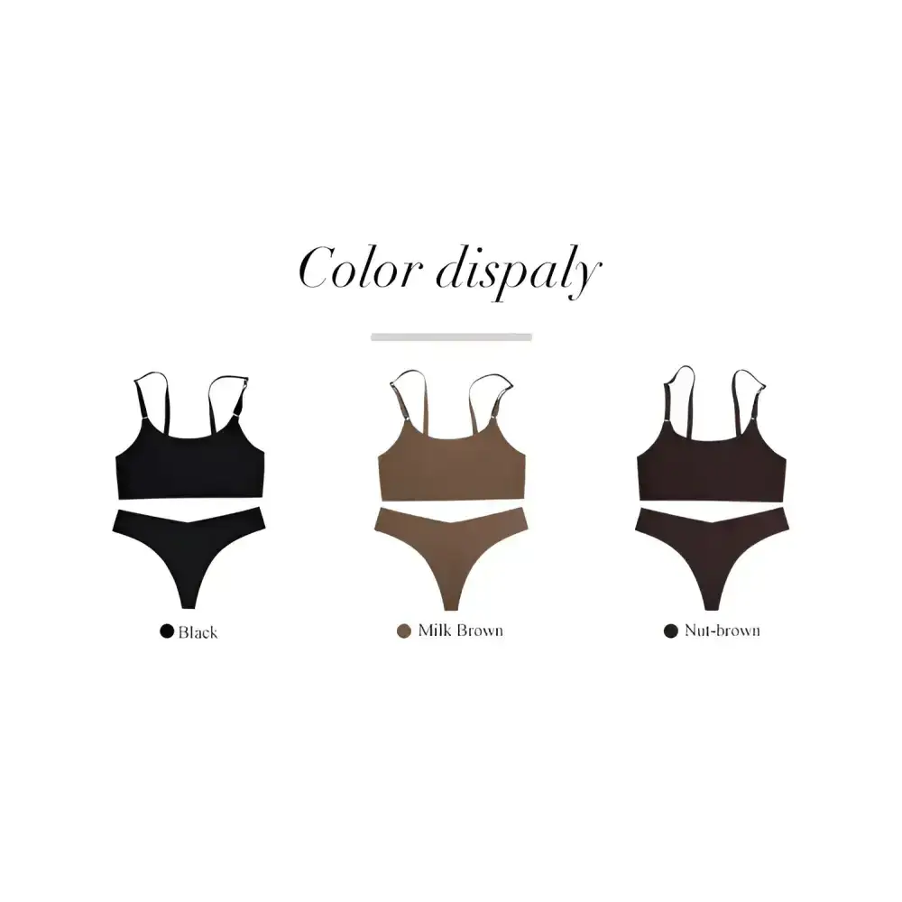 High Quality Latest Design US Size Stylish Solid Ice Silk Seamless Wireless Bras And Women Underwear Set - The Lady's Haven