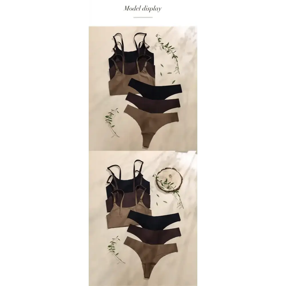 High Quality Latest Design US Size Stylish Solid Ice Silk Seamless Wireless Bras And Women Underwear Set - The Lady's Haven