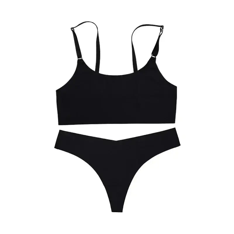 High Quality Latest Design US Size Stylish Solid Ice Silk Seamless Wireless Bras And Women Underwear Set - The Lady's Haven
