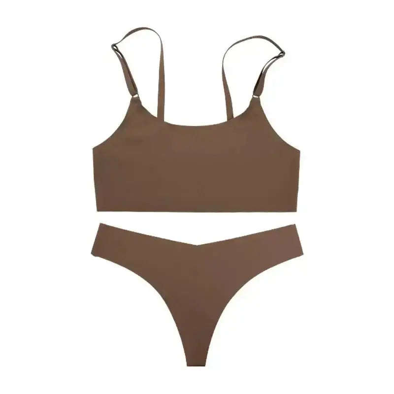 High Quality Latest Design US Size Stylish Solid Ice Silk Seamless Wireless Bras And Women Underwear Set - The Lady's Haven