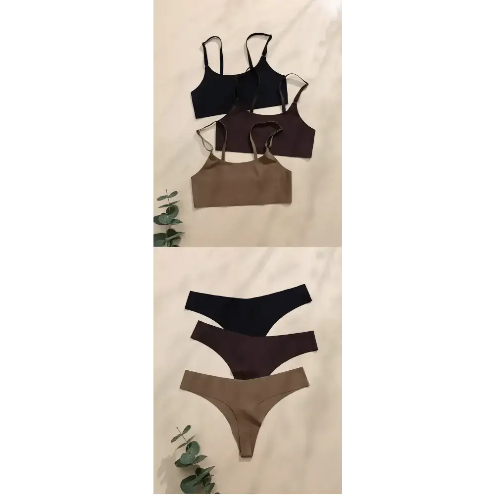 High Quality Latest Design US Size Stylish Solid Ice Silk Seamless Wireless Bras And Women Underwear Set - The Lady's Haven