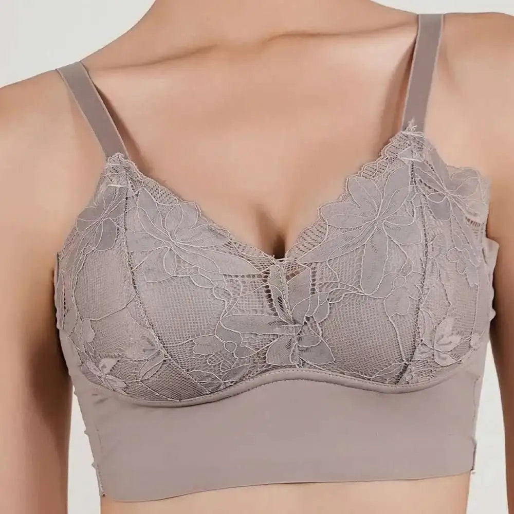 Hot Full Cup Thin Underwear Small Bra Plus Size Wireless Adjustable Lace Women's Bra Breast Cover B C Cup Large Size Lace Bras - The Lady's Haven