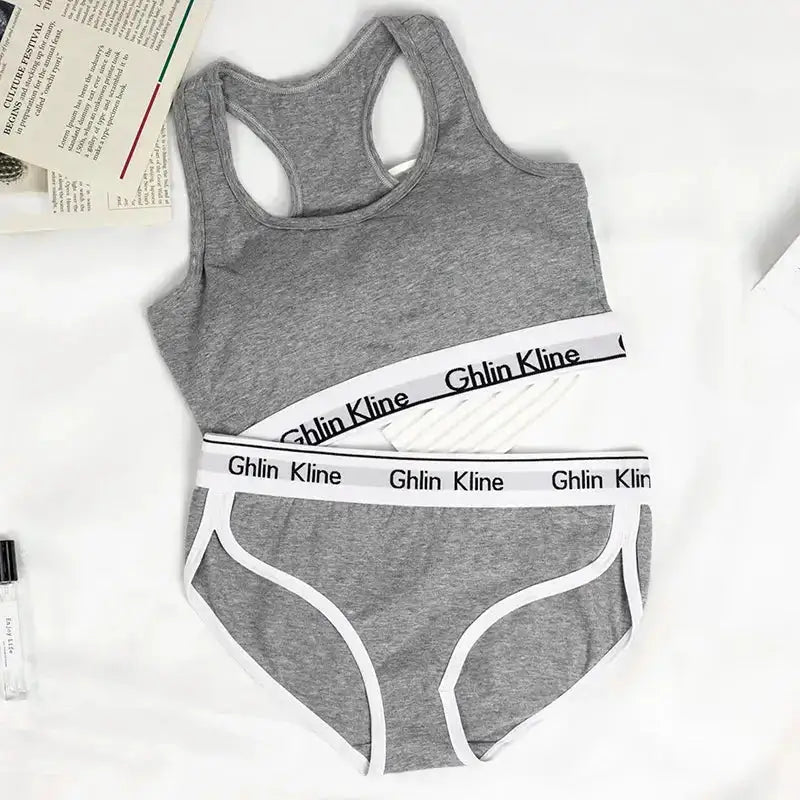 Kit Sports Bra Panty Set Body Shaped Sponge Pad Vest with Underwear - The Lady's Haven