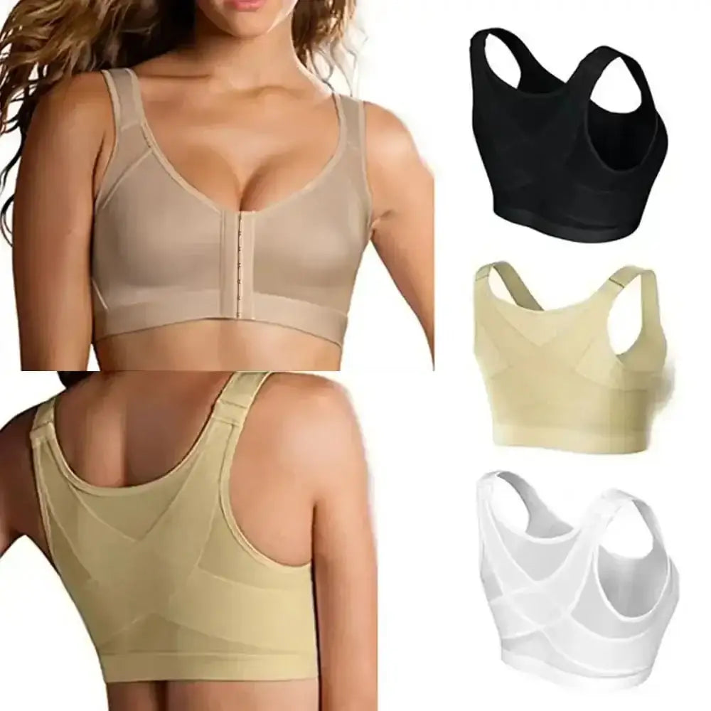 Vest Bras S - 5XL Front Closure Posture Corrector Lift Up Bra Women Push Up Cross Back Underwear Shockproof Sports Support Fitness - The Lady's Haven