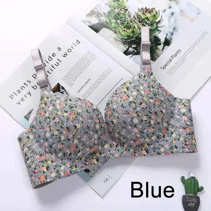 Women Flower Print Seamless Bra Sexy Lingerie Floral Push Up Bras One - Piece Underwear - The Lady's Haven