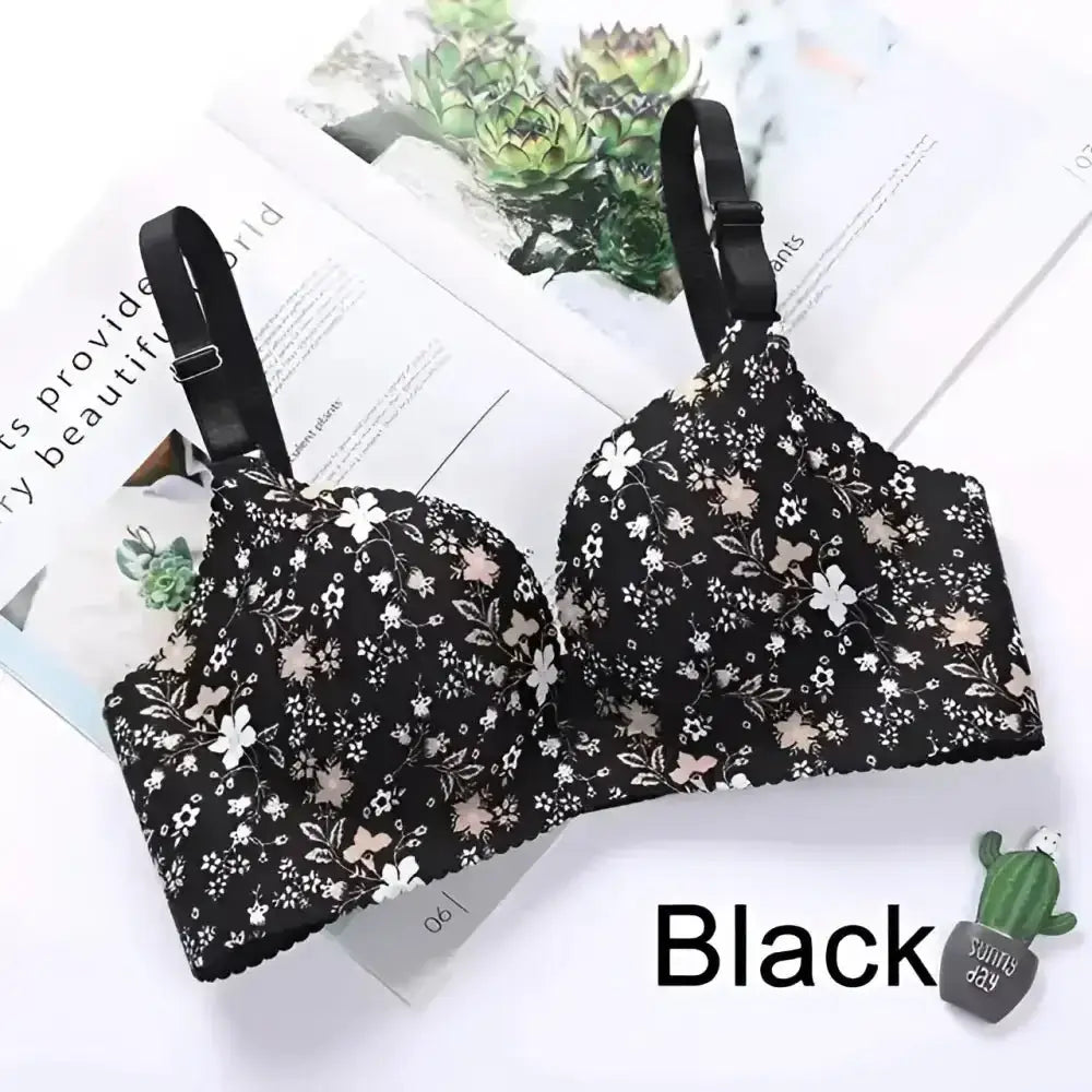 Women Flower Print Seamless Bra Sexy Lingerie Floral Push Up Bras One - Piece Underwear - The Lady's Haven