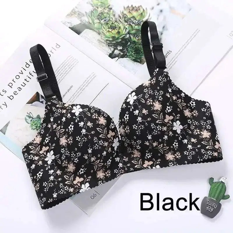 Women Flower Print Seamless Bra Sexy Lingerie Floral Push Up Bras One - Piece Underwear - The Lady's Haven