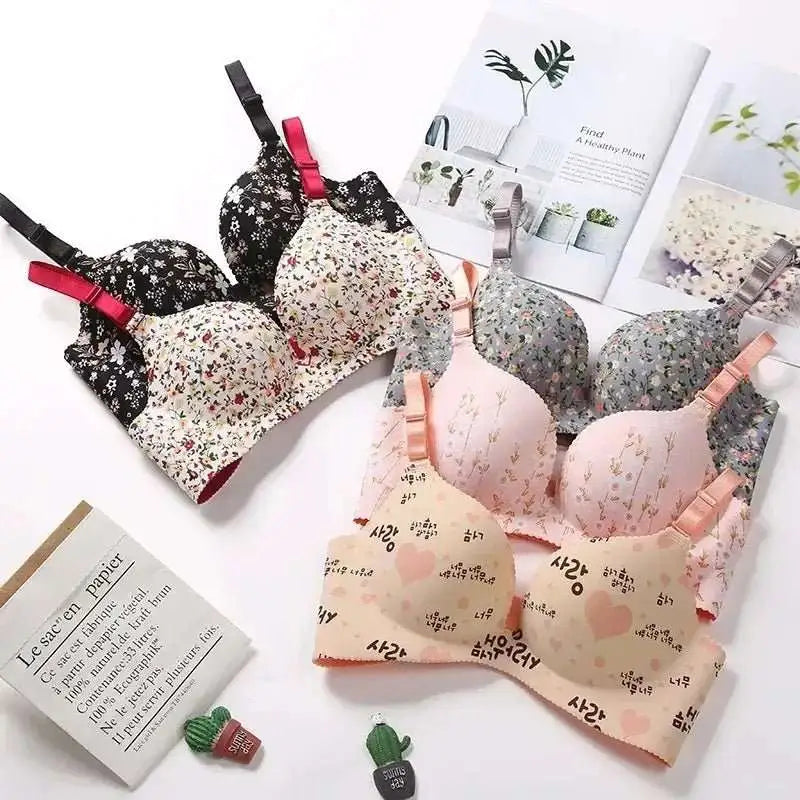 Women Flower Print Seamless Bra Sexy Lingerie Floral Push Up Bras One - Piece Underwear - The Lady's Haven