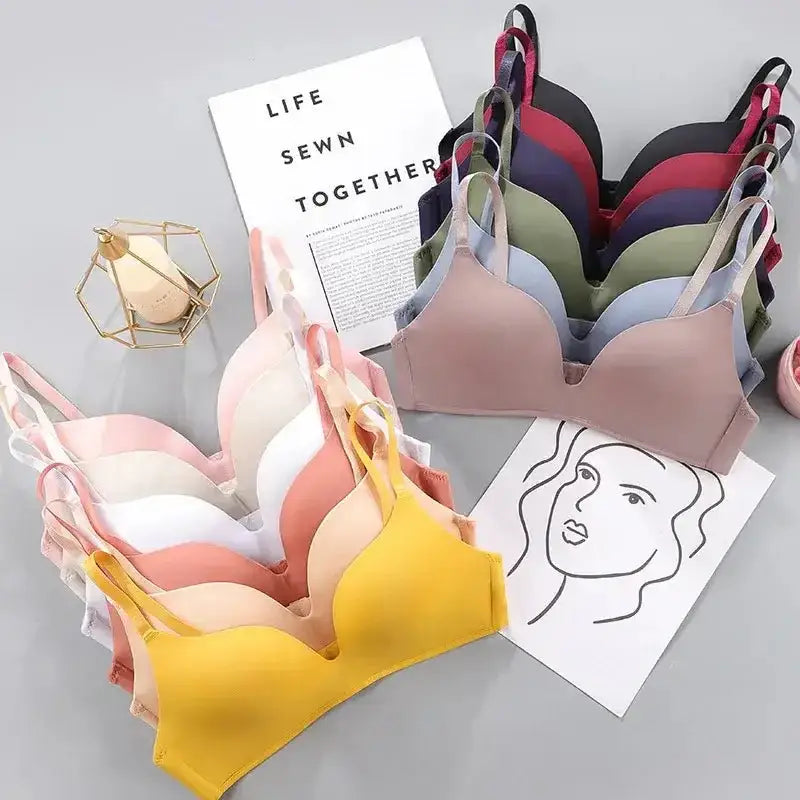 Women Seamless Bra Sexy No Wire Push Up Underwear Girls Students Breathable Thin 10 Colors Bras Female's Bra Breathable Gathered - The Lady's Haven