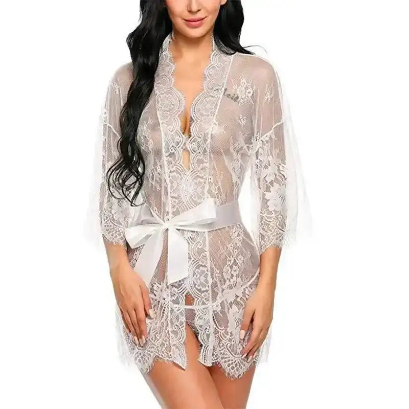 Women's Sexy Lace Nightdress Women's Bow Lingerie Pajamas Set Babydoll Costumes Erotic Hot Dresses Exotic Pajamas Sex Sleepwear - The Lady's Haven