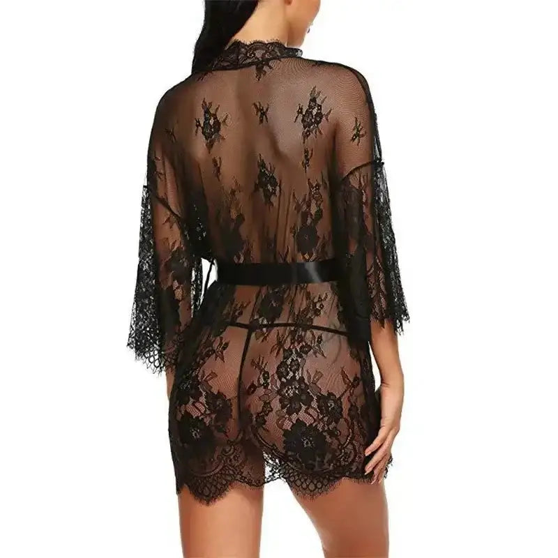 Women's Sexy Lace Nightdress Women's Bow Lingerie Pajamas Set Babydoll Costumes Erotic Hot Dresses Exotic Pajamas Sex Sleepwear - The Lady's Haven