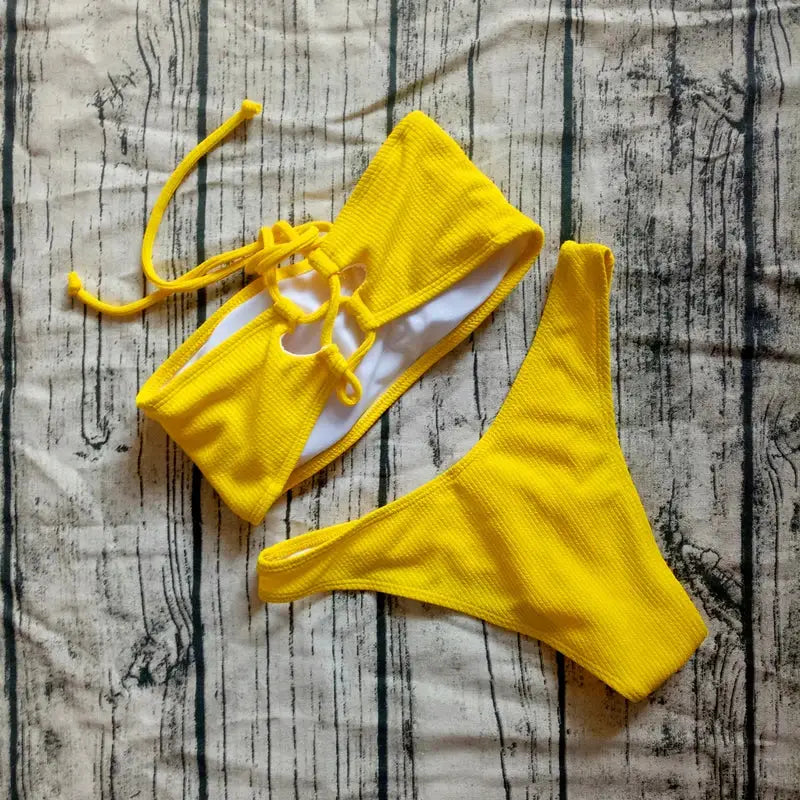 2019 Solid Bikini Brazillian Swimsuit Women Bikini Set Sexy Off Shoulder Swimwear Female Swimming Biquini Maillot De