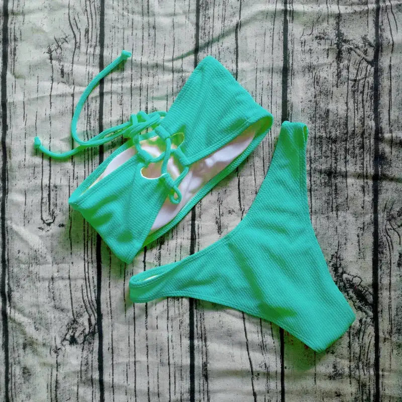 2019 Solid Bikini Brazillian Swimsuit Women Bikini Set Sexy Off Shoulder Swimwear Female Swimming Biquini Maillot De