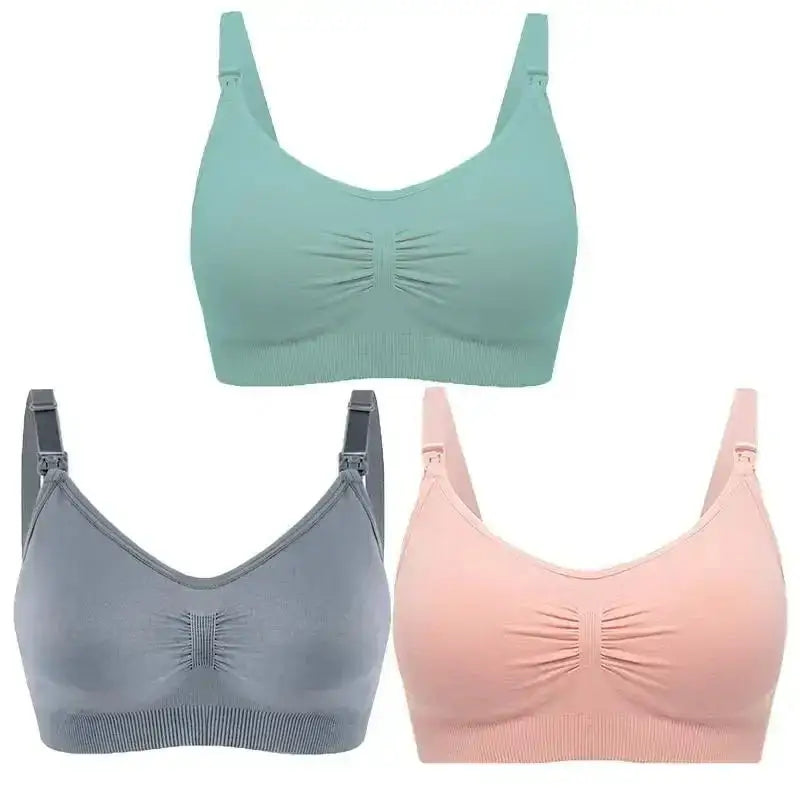 3pcs/Set High Quality Maternity Nursing Bras Cotton Breastfeeding Pregnant Underwear Seamless Large Size Breathable Bra Push Up - The Lady's Haven