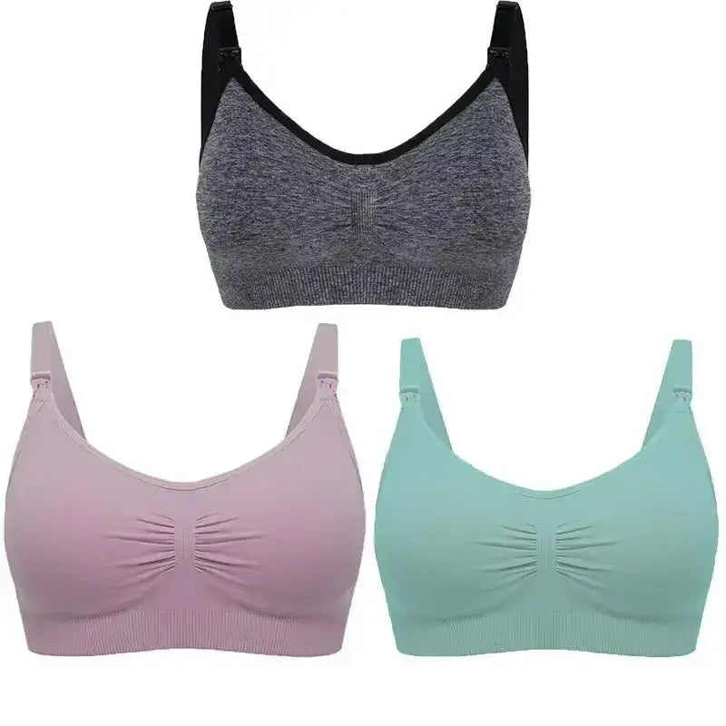 3pcs/Set High Quality Maternity Nursing Bras Cotton Breastfeeding Pregnant Underwear Seamless Large Size Breathable Bra Push Up - The Lady's Haven