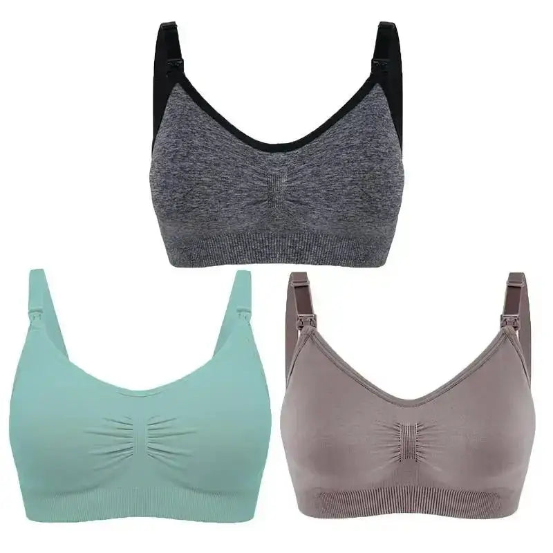 3pcs/Set High Quality Maternity Nursing Bras Cotton Breastfeeding Pregnant Underwear Seamless Large Size Breathable Bra Push Up - The Lady's Haven
