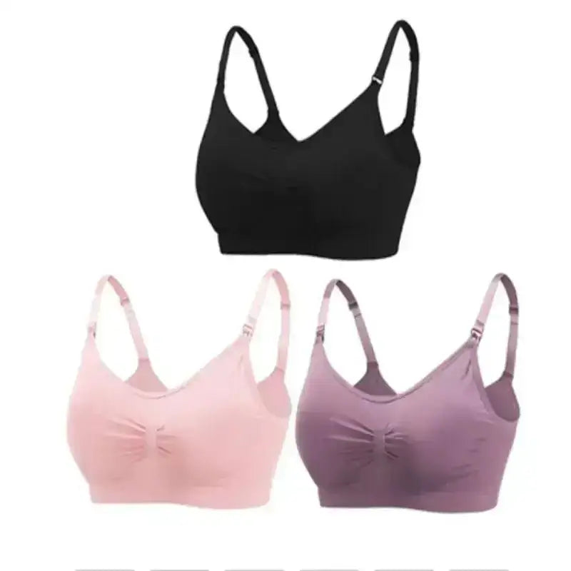 3pcs/Set High Quality Maternity Nursing Bras Cotton Breastfeeding Pregnant Underwear Seamless Large Size Breathable Bra Push Up - The Lady's Haven