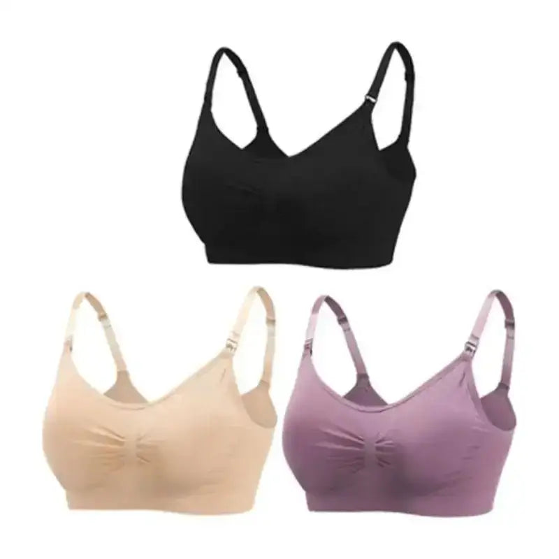 3pcs/Set High Quality Maternity Nursing Bras Cotton Breastfeeding Pregnant Underwear Seamless Large Size Breathable Bra Push Up - The Lady's Haven