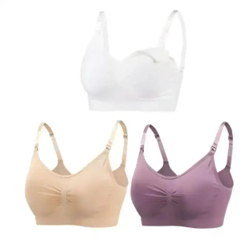 3pcs/Set High Quality Maternity Nursing Bras Cotton Breastfeeding Pregnant Underwear Seamless Large Size Breathable Bra Push Up - The Lady's Haven