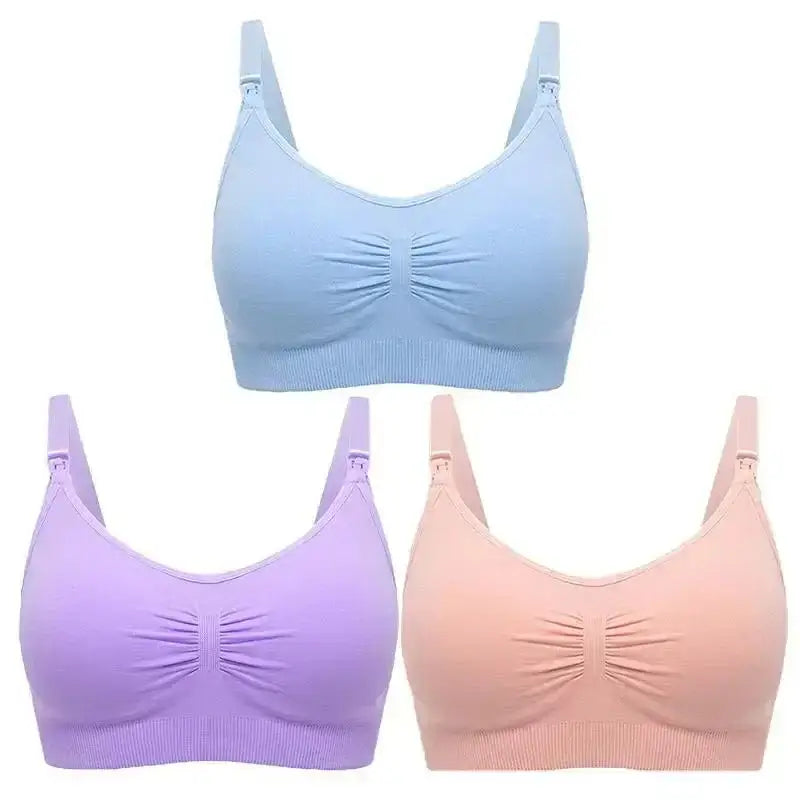 3pcs/Set High Quality Maternity Nursing Bras Cotton Breastfeeding Pregnant Underwear Seamless Large Size Breathable Bra Push Up - The Lady's Haven