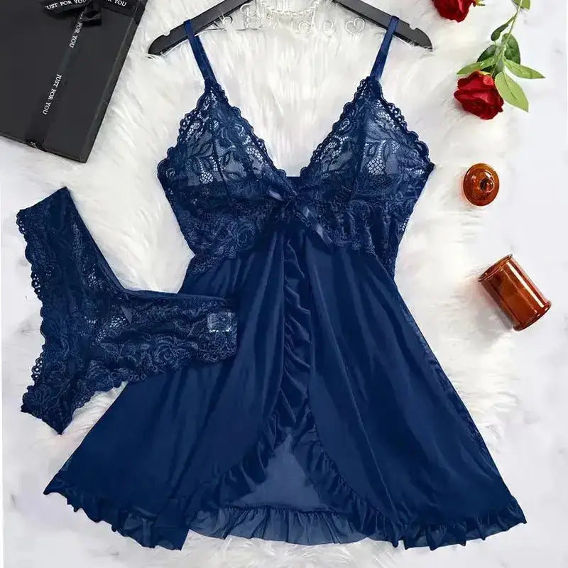 A Set Of Woman Underwear Nightgown Thong Sets Plus Size Suspender Lace Lingerie Sexy Accessories Erotic Bra Nightdress lencería - The Lady's Haven