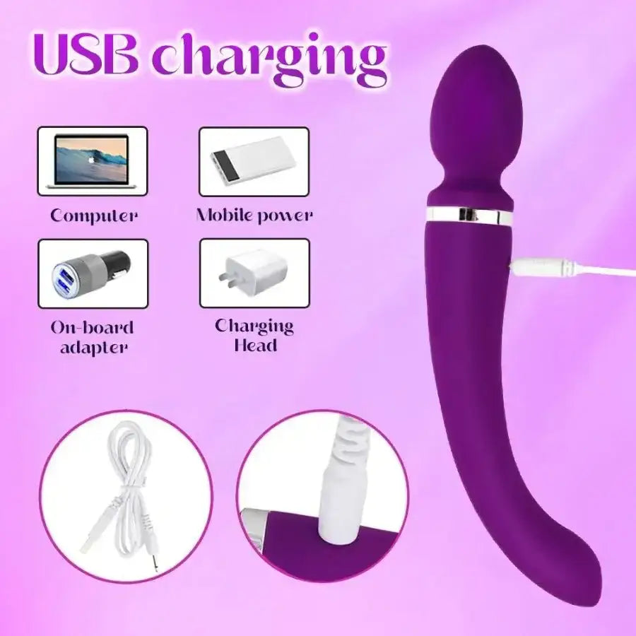 AV Magic Wand Anal Plug Double - ended Vibrators Women G - spot Clit Stimulator Men Butt Plug Masturbator Sex Toys for Couples - The Lady's Haven