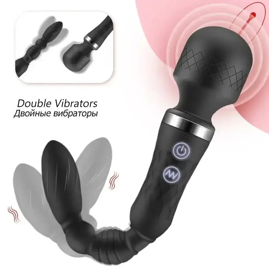AV Magic Wand Anal Plug Double - ended Vibrators Women G - spot Clit Stimulator Men Butt Plug Masturbator Sex Toys for Couples - The Lady's Haven