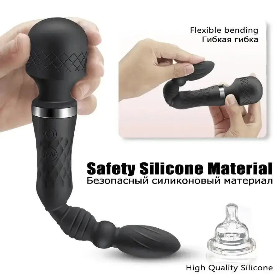 AV Magic Wand Anal Plug Double - ended Vibrators Women G - spot Clit Stimulator Men Butt Plug Masturbator Sex Toys for Couples - The Lady's Haven