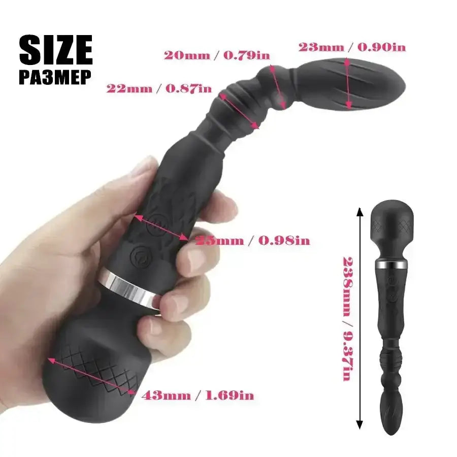 AV Magic Wand Anal Plug Double - ended Vibrators Women G - spot Clit Stimulator Men Butt Plug Masturbator Sex Toys for Couples - The Lady's Haven