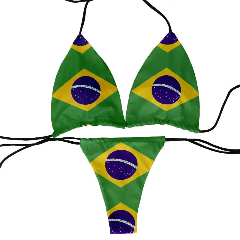 Funny flag pattern printed swimsuit ladies beach swimming two-piece suit women’s bikini fashion gift - style1