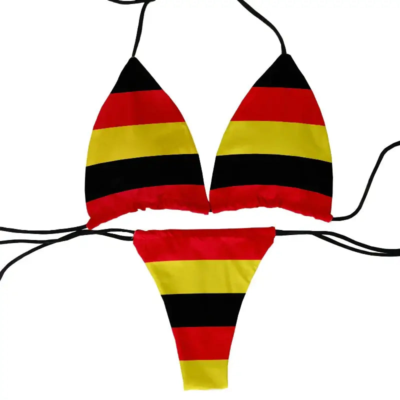 Funny flag pattern printed swimsuit ladies beach swimming two-piece suit women’s bikini fashion gift - style3