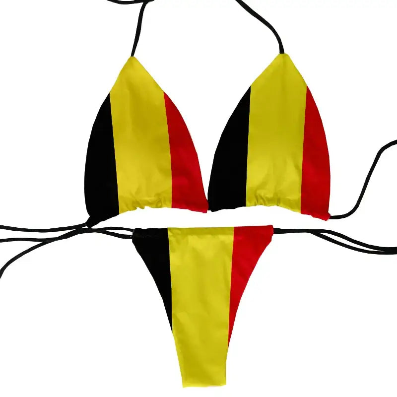 Funny flag pattern printed swimsuit ladies beach swimming two-piece suit women’s bikini fashion gift - style2