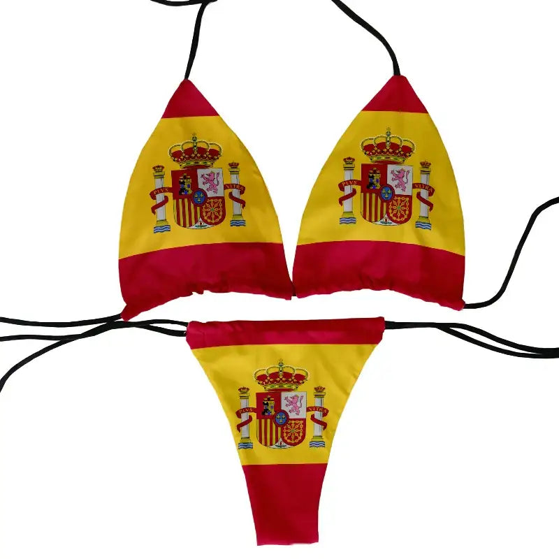 Funny flag pattern printed swimsuit ladies beach swimming two-piece suit women’s bikini fashion gift - style7
