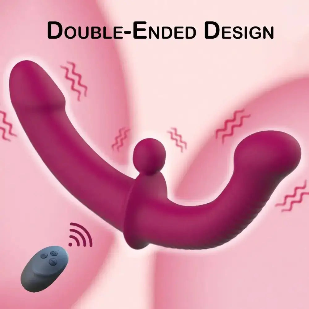 G-Spot Double-Ended Adult Sex Toys with 10 Modes Strapless Strap-on Dildo Vibrator with Remote Control for Women