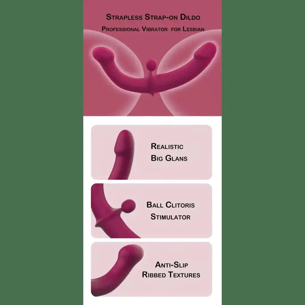 G-Spot Double-Ended Adult Sex Toys with 10 Modes Strapless Strap-on Dildo Vibrator with Remote Control for Women