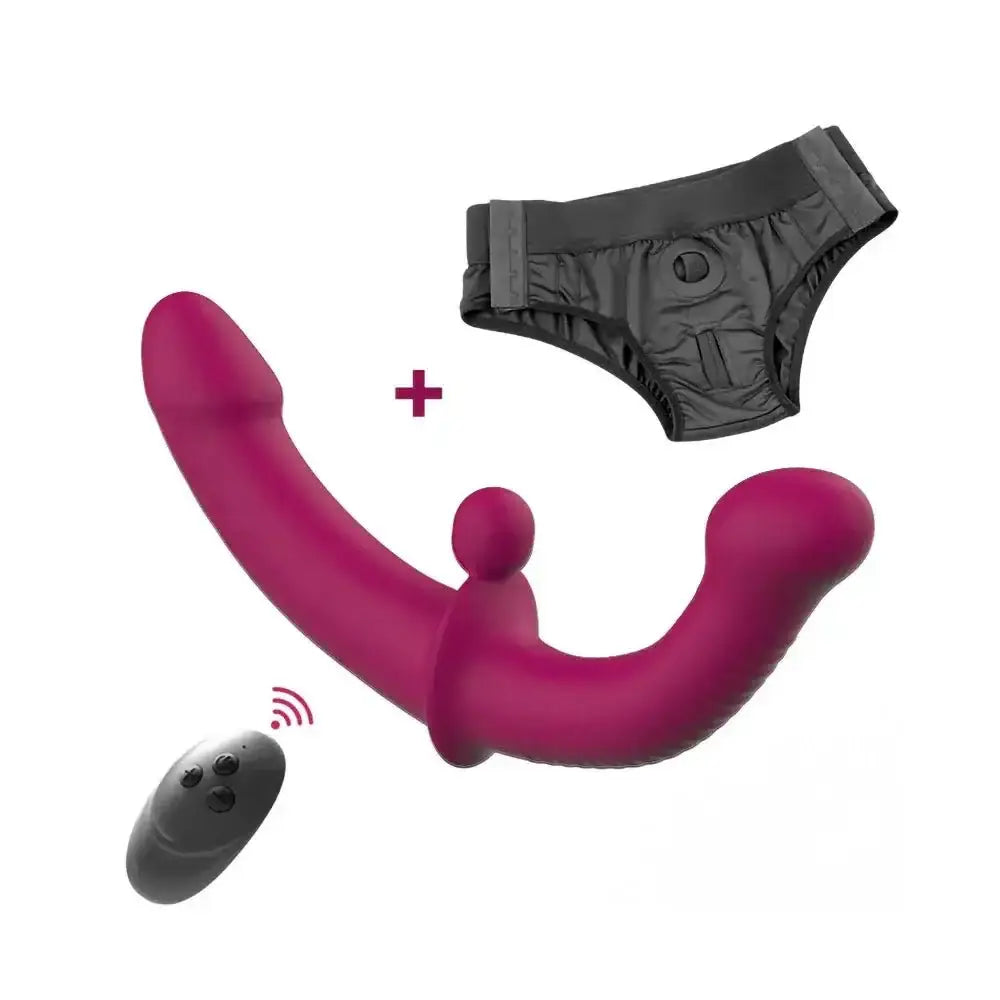 G-Spot Double-Ended Adult Sex Toys with 10 Modes Strapless Strap-on Dildo Vibrator with Remote Control for Women