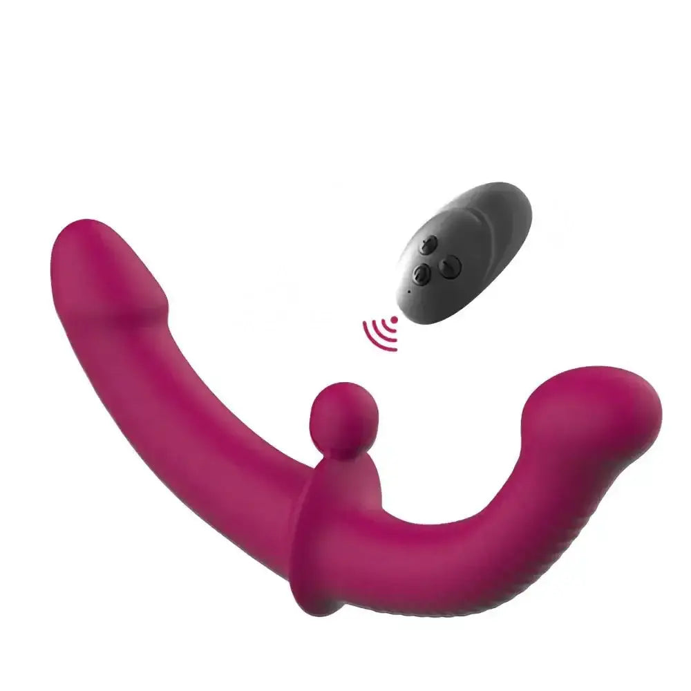 G-Spot Double-Ended Adult Sex Toys with 10 Modes Strapless Strap-on Dildo Vibrator with Remote Control for Women
