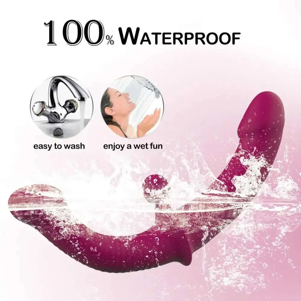 G-Spot Double-Ended Adult Sex Toys with 10 Modes Strapless Strap-on Dildo Vibrator with Remote Control for Women