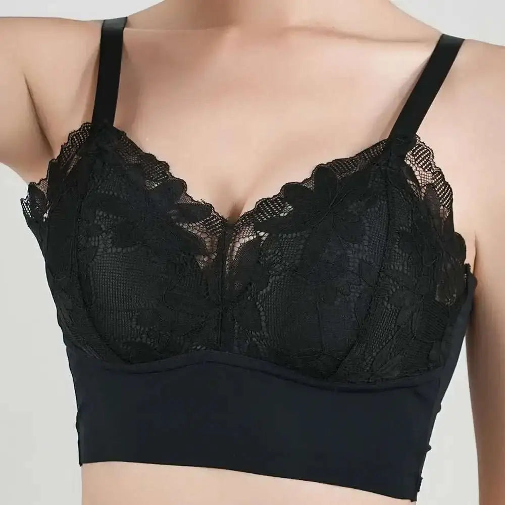 Hot Full Cup Thin Underwear Small Bra Plus Size Wireless Adjustable Lace Women's Bra Breast Cover B C Cup Large Size Lace Bras - The Lady's Haven