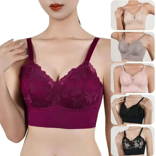 Hot Full Cup Thin Underwear Small Bra Plus Size Wireless Adjustable Lace Women's Bra Breast Cover B C Cup Large Size Lace Bras - The Lady's Haven