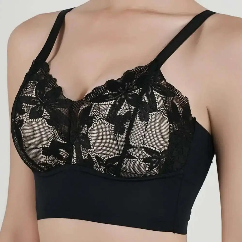 Hot Full Cup Thin Underwear Small Bra Plus Size Wireless Adjustable Lace Women's Bra Breast Cover B C Cup Large Size Lace Bras - The Lady's Haven