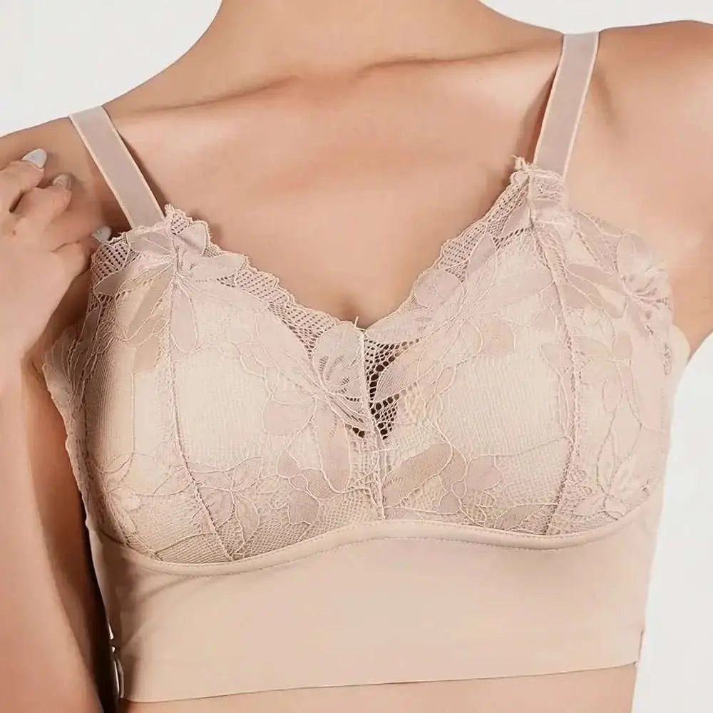 Hot Full Cup Thin Underwear Small Bra Plus Size Wireless Adjustable Lace Women's Bra Breast Cover B C Cup Large Size Lace Bras - The Lady's Haven