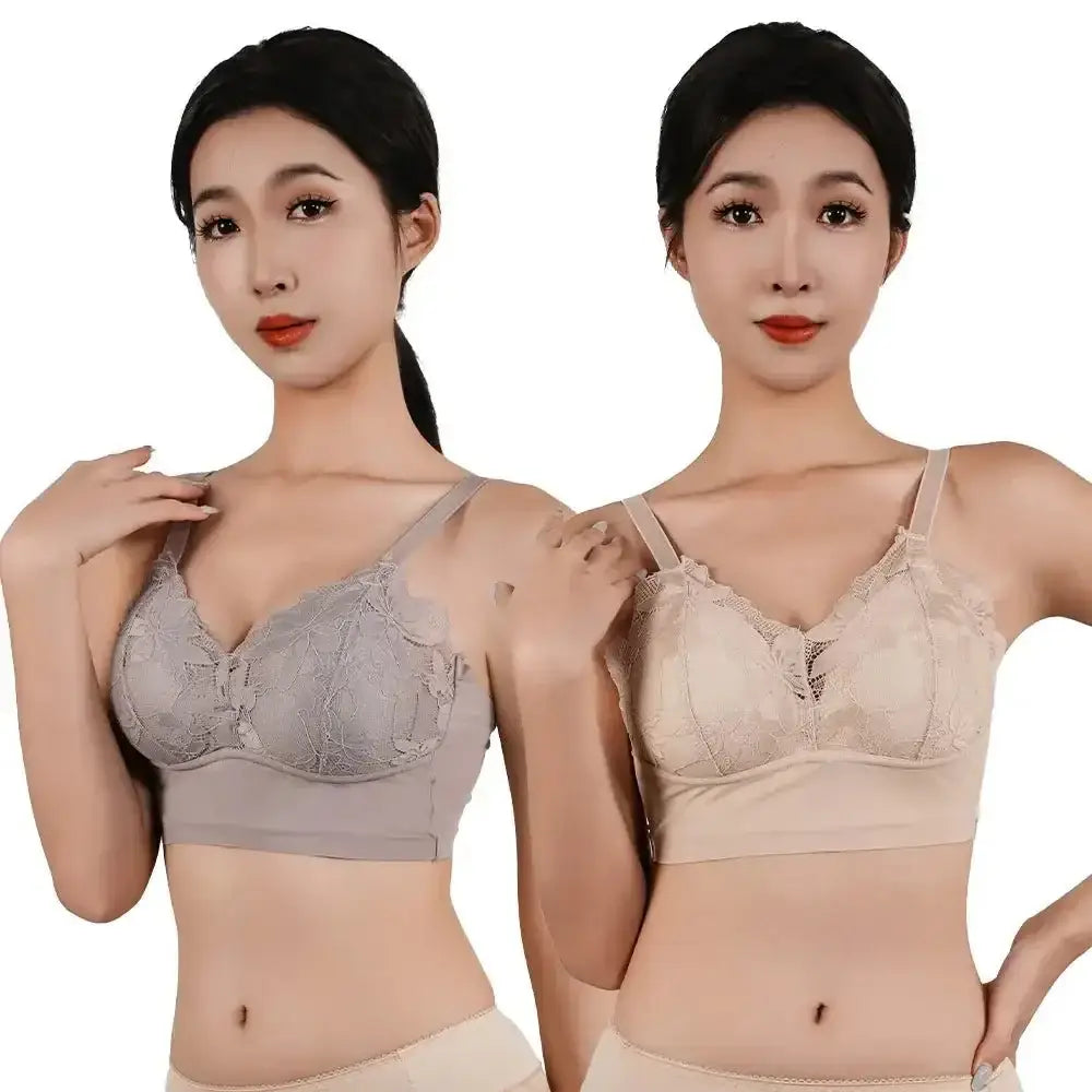 Hot Full Cup Thin Underwear Small Bra Plus Size Wireless Adjustable Lace Women's Bra Breast Cover B C Cup Large Size Lace Bras - The Lady's Haven