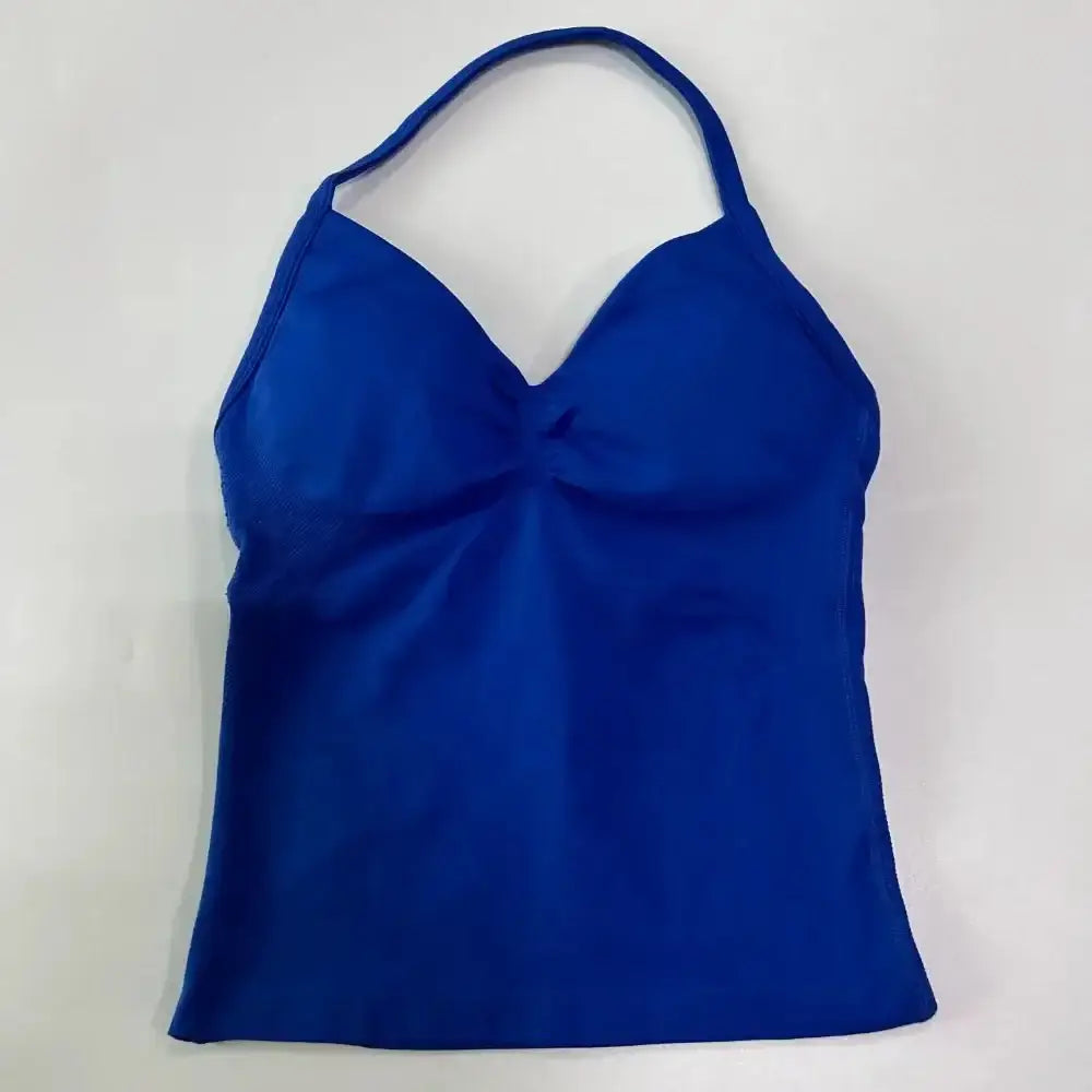 Impact Longline Strappy Gym Top Custom Logo Backless Gym Clothes Women Scrunch Built - in Bra With Removable Cups Yoga Tank Tops - The Lady's Haven