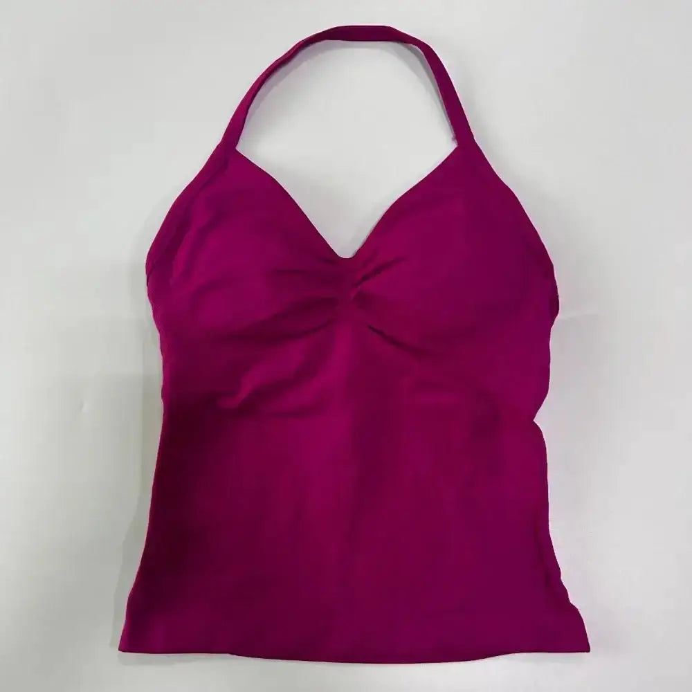 Impact Longline Strappy Gym Top Custom Logo Backless Gym Clothes Women Scrunch Built - in Bra With Removable Cups Yoga Tank Tops - The Lady's Haven