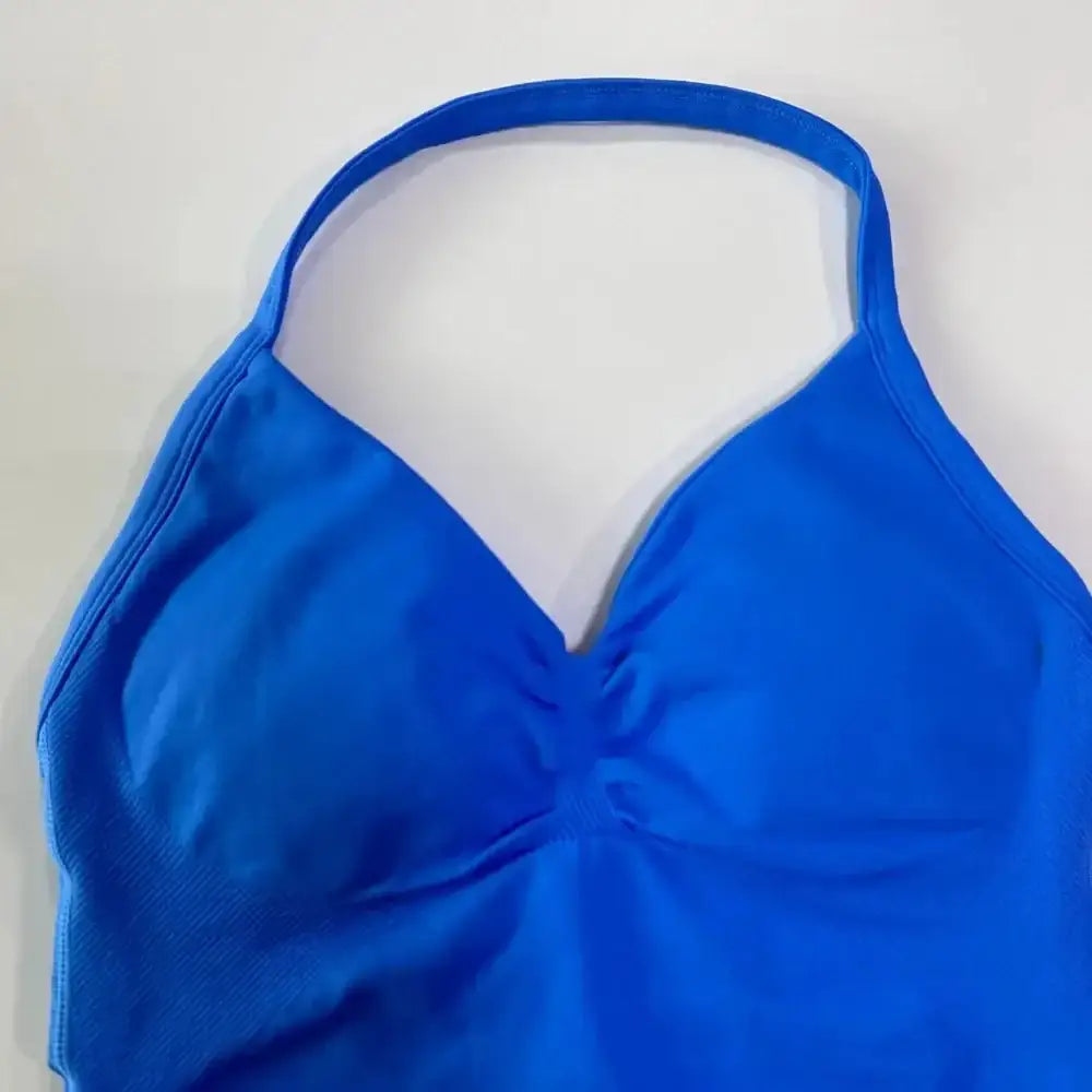 Impact Longline Strappy Gym Top Custom Logo Backless Gym Clothes Women Scrunch Built - in Bra With Removable Cups Yoga Tank Tops - The Lady's Haven