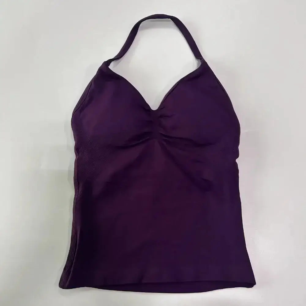 Impact Longline Strappy Gym Top Custom Logo Backless Gym Clothes Women Scrunch Built - in Bra With Removable Cups Yoga Tank Tops - The Lady's Haven
